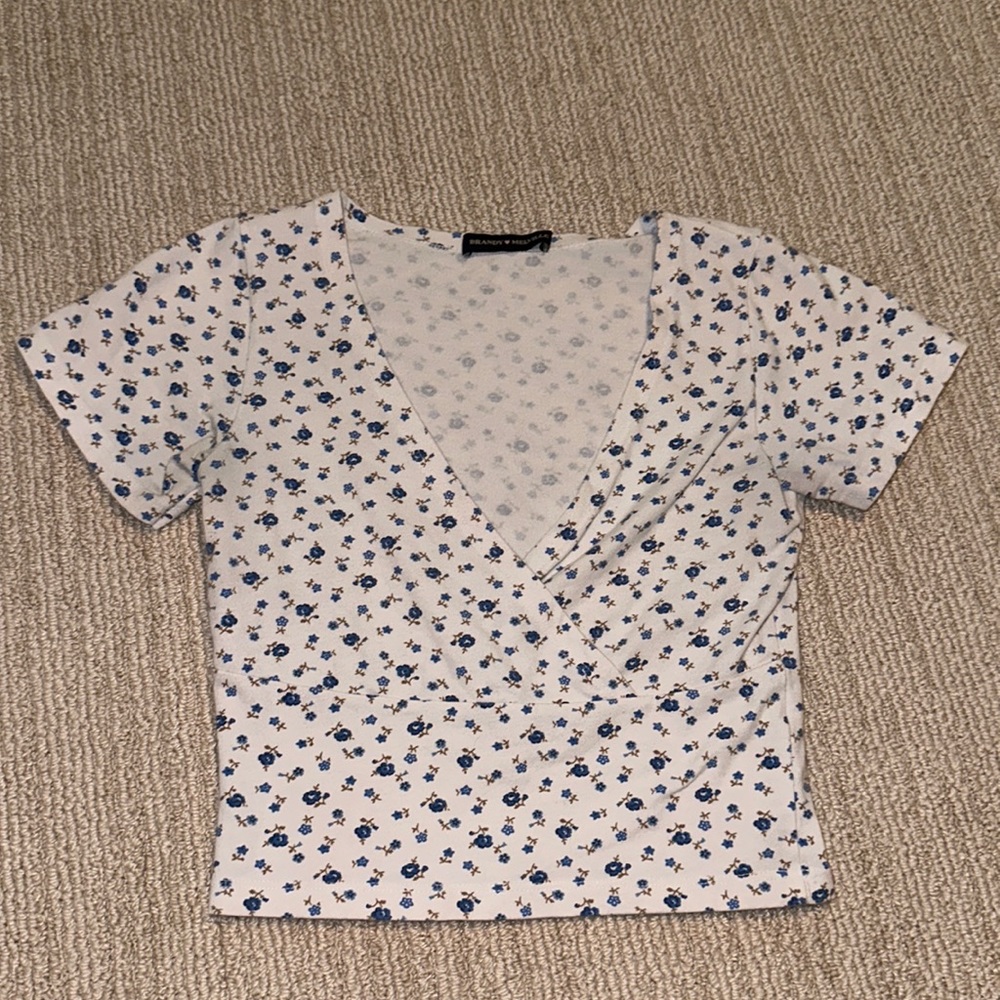 Brandy Melville Crossover Floral Crop Top